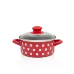 Metalac plitka šerpa BIJELE TUFNE NA CRVENOM 14cm/1lit