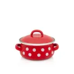 Metalac plitka šerpa BIJELE TUFNE NA CRVENOM 12cm/0,75lit
