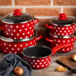 Metalac duboka šerpa BIJELE TUFNE NA CRVENOM 16cm/2lit - Image 3