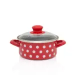 Metalac plitka šerpa BIJELE TUFNE NA CRVENOM 16cm/1,5lit