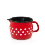Metalac trbušasti lončić BIJELE TUFNE NA CRVENOM 12cm/1.3lit