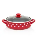 Metalac tava - tiganj za prženje BIJELE TUFNE NA CRVENOM 24cm/3,4lit