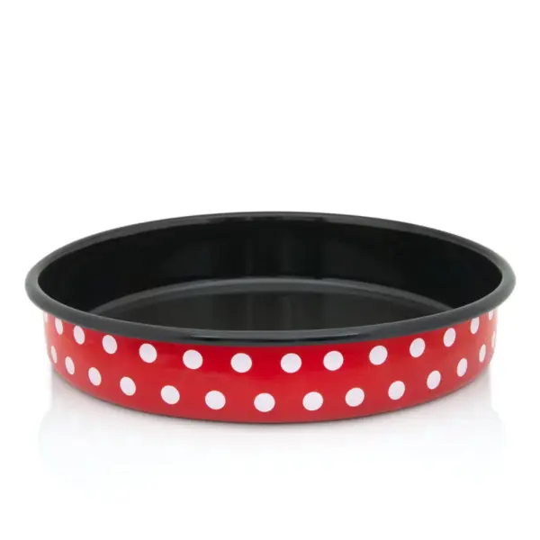 Metalac tepsija BIJELE TUFNE NA CRVENOM 30cm